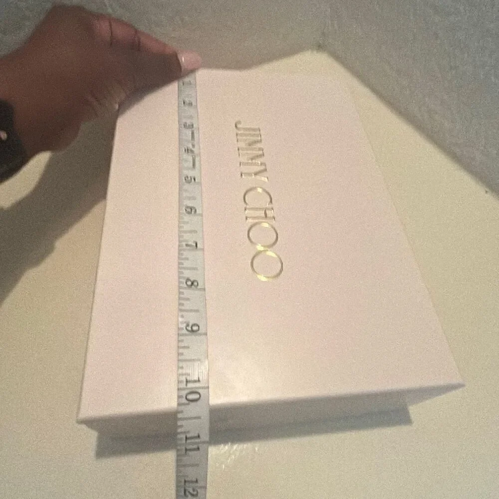 Jimmy Choo Medium Gift Box White Gold Logo Luxury Storage Home Decor Display